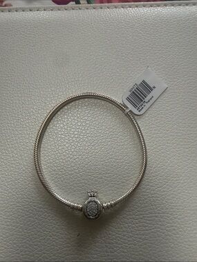 Pandora Silver Pavé Crown Charm Bracelet - White